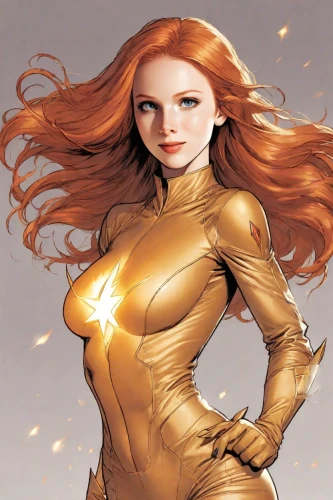 firestar,solar,sprint woman,human torch,gold colored,mary-gold,marvels,silphie,her,elenor power,ginger rodgers,fantasy woman,ammo,captain marvel,cleanup,head woman,avenger,goddess of justice,18,starfire,Digital Art,Comic