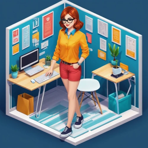 office worker,girl at the computer,blur office background,businesswoman,business girl,modern office,bussiness woman,girl studying,fashion vector,bookkeeper,librarian,women in technology,business woman,salesgirl,administrator,receptionist,working space,secretary,secretary desk,game illustration,Unique,3D,Isometric