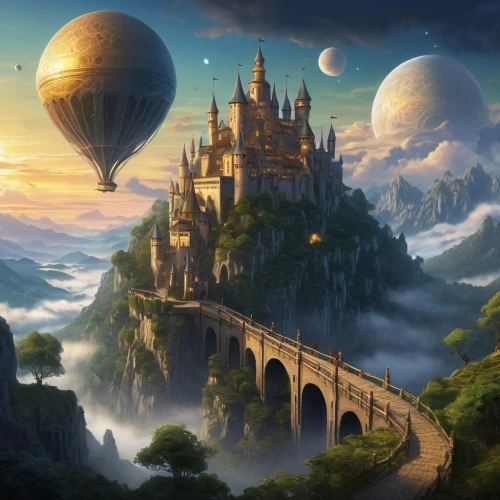 fantasy landscape,fantasy picture,hot-air-balloon-valley-sky,fantasy world,fantasy art,3d fantasy,fantasy city,heroic fantasy,fairy tale castle,dream world,gold castle,fairytale castle,airships,castle of the corvin,fairy tale,dreamland,hot air balloons,hot air balloon,knight's castle,magical adventure,Art,Artistic Painting,Artistic Painting 32