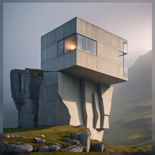 cubic house,cube stilt houses,cube house,concrete ship,modern architecture,dunes house,futuristic architecture,arhitecture,modern house,frame house,house in mountains,blockhouse,3d render,megalith facility harhoog,inverted cottage,concrete,danish house,render,brutalist architecture,kirrarchitecture,Photography,General,Realistic