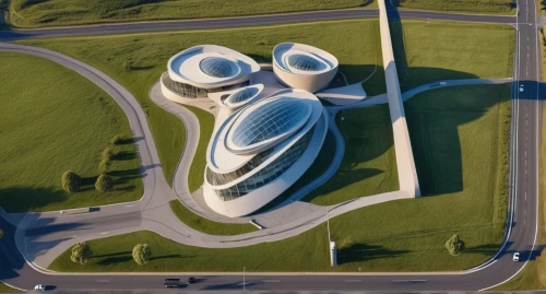 futuristic art museum,futuristic architecture,falkirk wheel,mercedes museum,helix,autostadt wolfsburg,aerial image,aerial view,view from above,from above,drone image,space port,overhead view,aerial landscape,bird's-eye view,aerial shot,aerial photograph,guggenheim museum,aerial photography,soumaya museum,Photography,General,Realistic