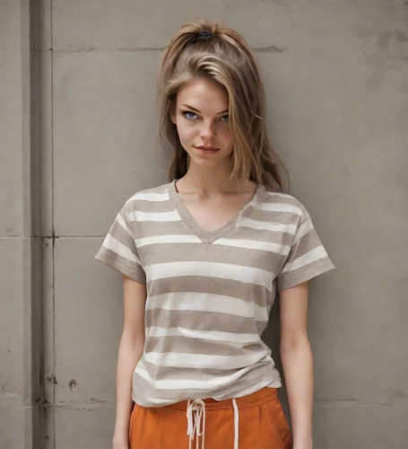 girl in t-shirt,horizontal stripes,photo session in torn clothes,striped background,cotton top,liberty cotton,french silk,torn shirt,stripes,cute clothes,long-sleeved t-shirt,in a shirt,tshirt,willow,isolated t-shirt,female model,striped,clove,pied triller brown,khaki pants,Photography,Natural