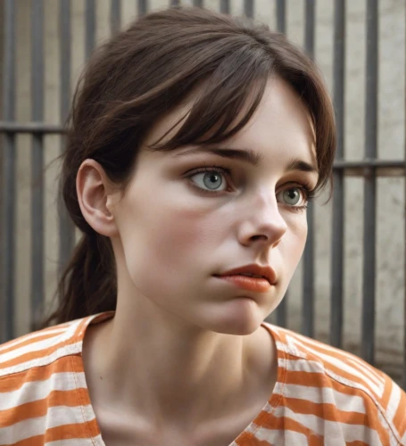 portrait of a girl,clementine,girl portrait,orange,the girl's face,women's eyes,worried girl,young woman,mascara,natural cosmetic,mystical portrait of a girl,female model,isabel,woman portrait,orange color,orla,applying make-up,retouching,regard,girl in a long,Photography,Natural