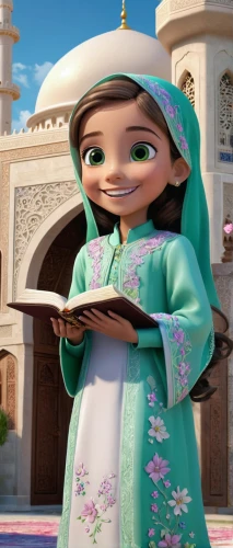 agnes,islamic girl,jasmine,girl praying,princess anna,rem in arabian nights,abaya,cute cartoon character,ramadan,aladha,hanbok,morocco,turpan,jasmine blossom,oman,hijaber,madinat,tiana,algeria,princess sofia,Unique,3D,3D Character