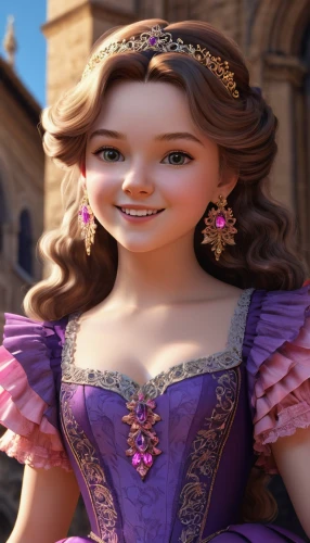 princess anna,princess sofia,rapunzel,princess' earring,fairy tale character,disney character,miss circassian,agnes,tiana,cinderella,tangled,female doll,doll's facial features,elsa,princess crown,rosa ' the fairy,shanghai disney,fairy queen,merida,princess,Unique,3D,3D Character