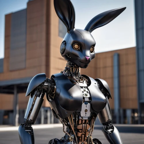 robotic,chat bot,rubber doll,robot,robotics,soft robot,metal figure,deco bunny,cybernetics,anthropomorphized animals,minibot,chatbot,pepper,metal toys,humanoid,anthropomorphized,gray hare,bunny,revoltech,3d model