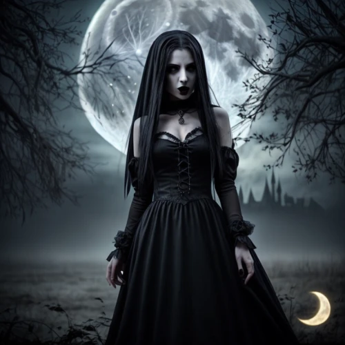 gothic woman,gothic dress,dark gothic mood,dark angel,gothic fashion,gothic style,gothic portrait,vampire woman,gothic,dark art,goth woman,vampire lady,queen of the night,moon phase,lunar phase,halloween poster,lady of the night,lunar phases,moonlit night,moonlit