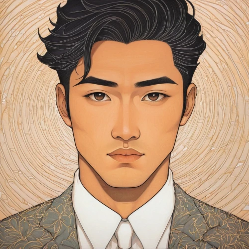 pompadour,portrait background,vector illustration,custom portrait,gentleman icons,vector art,guk,choi kwang-do,pomade,kai,artist portrait,digital illustration,digital painting,phone icon,portrait,autumn icon,adobe illustrator,groom,bloned portrait,tan chen chen,Illustration,Japanese style,Japanese Style 15