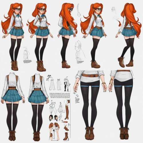nami,concept art,redhead doll,maci,vanessa (butterfly),ariel,redheads,clary,costume design,mermaid vectors,asuka langley soryu,character animation,sewing pattern girls,red-haired,vector girl,illustrations,daphne,school clothes,comic character,merida,Unique,Design,Character Design