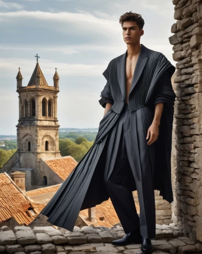 matador,middle eastern monk,male model,the abbot of olib,men's wear,gable,robe,man's fashion,monk,martial arts uniform,abaya,saint coloman,tuscan,caped,monks,friar,men clothes,cloak,men's suit,long coat,Photography,Fashion Photography,Fashion Photography 09