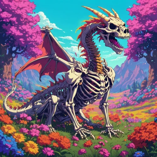 forest dragon,painted dragon,spring unicorn,fantasy picture,springtime background,dragon design,snapdragon,flower animal,unicorn background,dragon,spring background,dragon li,fantasy art,unicorn art,unicorn,3d fantasy,goji,cynorhodon,flower background,pixel art,Unique,Pixel,Pixel 04