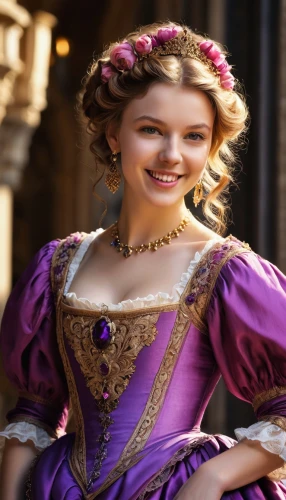 princess anna,rapunzel,girl in a historic way,princess sofia,la violetta,the carnival of venice,cepora judith,angelica,celtic queen,cinderella,hoopskirt,bodice,purple,miss circassian,hispania rome,a charming woman,queen anne,ball gown,fairy tale character,celtic woman,Photography,General,Realistic