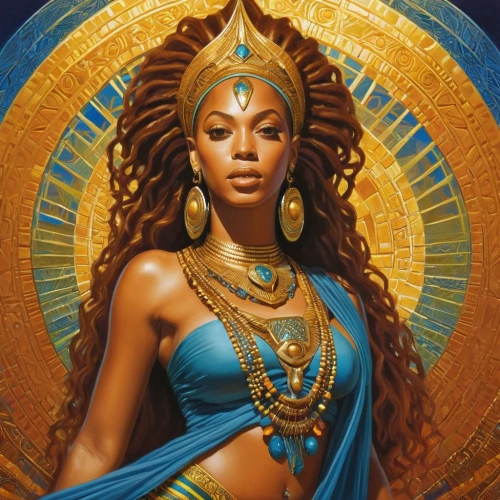 cleopatra,priestess,african american woman,beautiful african american women,african woman,sacred art,black woman,goddess of justice,zodiac sign libra,african culture,african art,prosperity and abundance,black women,ancient egyptian girl,pharaonic,jaya,deity,afro-american,golden crown,afroamerican,Illustration,Realistic Fantasy,Realistic Fantasy 03