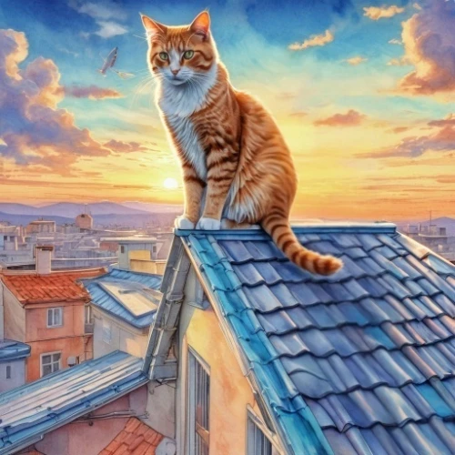 cat on a blue background,roof landscape,aegean cat,cat european,roofer,cat image,house roofs,ginger cat,cat greece,cat,house roof,oil painting on canvas,napoleon cat,the roof of the,roofing,roofs,bengal cat,red tabby,roof,cartoon cat