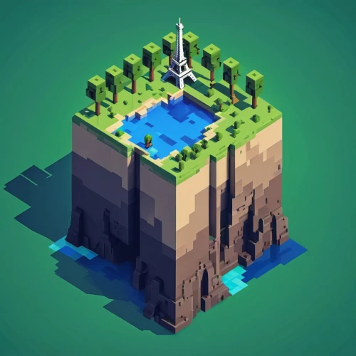 floating island,floating islands,island suspended,artificial islands,tower fall,artificial island,isometric,water castle,low poly,a small waterfall,low-poly,cube sea,mushroom island,fairy chimney,sea stack,wishing well,island,underwater oasis,underground lake,flying island,Unique,Pixel,Pixel 01