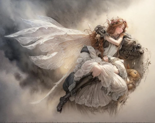 baroque angel,the angel with the veronica veil,faery,angel playing the harp,the snow queen,angel,little girl in wind,vintage angel,fantasy picture,fairy queen,faerie,mystical portrait of a girl,fantasy art,fantasy portrait,fallen angel,angel wings,fairies aloft,angel girl,the angel with the cross,guardian angel,Art sketch,Art sketch,Traditional
