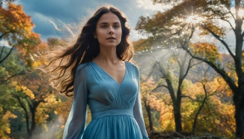 girl in a long dress,katniss,blue dress,blue enchantress,digital compositing,fantasy woman,cinderella,a girl in a dress,ballerina in the woods,celtic woman,the enchantress,rapunzel,scarlet witch,fantasy picture,girl in a long dress from the back,fae,wonderwoman,photoshop manipulation,enchanting,valerian,Photography,General,Cinematic