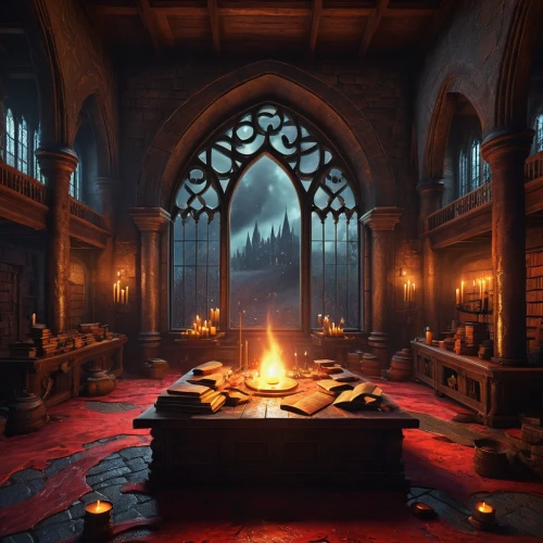 hall of the fallen,fireplace,fireplaces,dandelion hall,ornate room,witch's house,candlemaker,blood church,games of light,dark cabinetry,hearth,haunted cathedral,sanctuary,interiors,fire place,a dark room,music chest,apothecary,candlelights,castle of the corvin,Illustration,Realistic Fantasy,Realistic Fantasy 15
