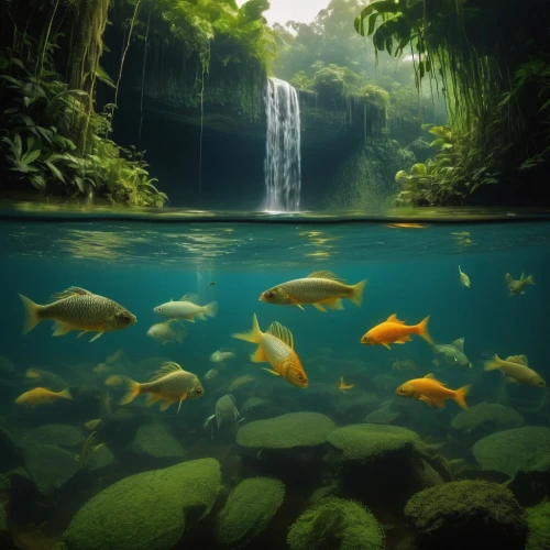 underwater oasis,underwater landscape,underwater background,tropical fish,underwater world,koi pond,aquatic life,forest fish,freshwater fish,fish pond,underwater fish,ocean underwater,school of fish,tropical jungle,green waterfall,fishes,freshwater,cenote,freshwater aquarium,fish in water