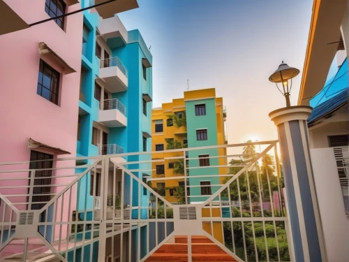 cube stilt houses,colorful city,colorful facade,curaçao,bermuda,blocks of houses,hanging houses,curacao,puerto rico,maldives mvr,moc chau hill,south beach,varadero,aruba,block balcony,san juan,miami,cubic house,apartment blocks,cube house,Photography,General,Realistic