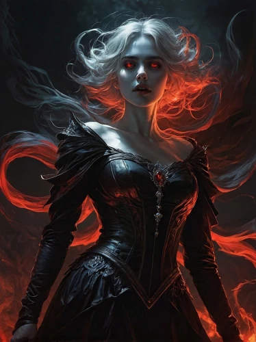 fiery,undead warlock,vampire woman,dark elf,fantasy portrait,fire siren,vampire lady,dark art,fire angel,evil woman,dodge warlock,fire background,dark portrait,flame spirit,dancing flames,sorceress,fire artist,femme fatale,fantasy woman,the enchantress