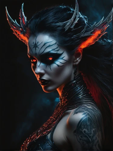 devil,dark elf,fantasy portrait,female warrior,warrior woman,evil woman,fantasy art,fantasy woman,the enchantress,evil fairy,krampus,fire devil,dark art,huntress,darth talon,fire siren,fire angel,fantasy warrior,vampire woman,the zodiac sign taurus,Photography,General,Fantasy