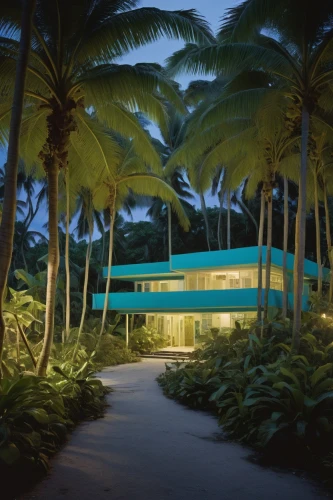 tropical house,3d rendering,render,palm forest,miami,tropical island,palm branches,beach house,tropical greens,walkway,palmtrees,futuristic landscape,3d render,florida home,tropics,aqua studio,dunes house,pool house,palm field,tropical beach,Photography,Documentary Photography,Documentary Photography 07