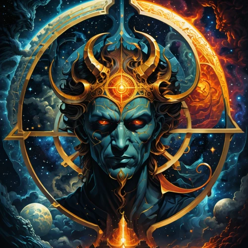 poseidon god face,daemon,magus,horn of amaltheia,zodiac,zodiac sign libra,occult,shiva,metatron's cube,lord shiva,pagan,shamanic,prejmer,shamanism,god shiva,pentacle,esoteric,lokportrait,tetragramaton,zodiac sign,Illustration,Realistic Fantasy,Realistic Fantasy 25