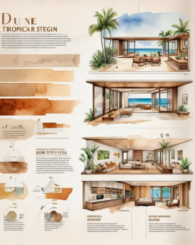dunes house,luxury property,archidaily,beach furniture,holiday villa,floorplan home,tropical house,beach resort,design elements,brochure,luxury home,illustrations,dune ridge,houses clipart,outdoor furniture,layout,infographic elements,beach house,architect plan,luxury real estate,Unique,Design,Infographics