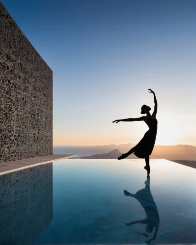 silhouette dancer,infinity swimming pool,dance silhouette,yoga silhouette,jumping into the pool,dance with canvases,qi gong,gracefulness,leap for joy,equilibrist,ball (rhythmic gymnastics),cartwheel,equal-arm balance,hoop (rhythmic gymnastics),dance pad,rhythmic gymnastics,equilibrium,dancer,balancing act,sun salutation,Illustration,Black and White,Black and White 33