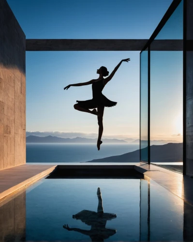 leap for joy,silhouette dancer,dance silhouette,infinity swimming pool,jumping into the pool,ballet dancer,modern dance,gracefulness,floor exercise,ballet master,dancer,equilibrist,leap,yoga silhouette,dance with canvases,pirouette,aerialist,male ballet dancer,ballet pose,dance pad,Illustration,Black and White,Black and White 33