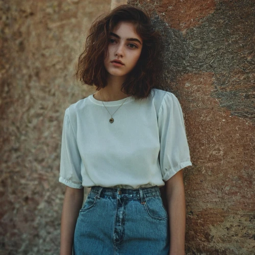 girl in t-shirt,cotton top,paloma,denim skirt,denim,girl in overalls,pale,vintage angel,white shirt,in a shirt,vintage girl,iranian,denim shapes,linen heart,female model,denim fabric,linen,grunge,liberty cotton,lena,Photography,Documentary Photography,Documentary Photography 08