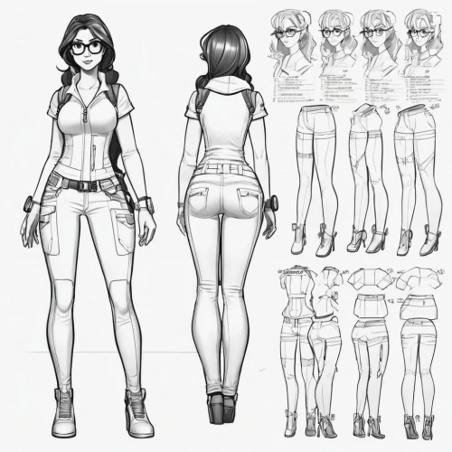 concept art,proportions,jeans pattern,illustrations,costume design,women's clothing,jean shorts,fashion sketch,ladies clothes,sewing pattern girls,see-through clothing,character animation,lara,comic character,fashion vector,concepts,stand models,anime 3d,male poses for drawing,cover parts,Unique,Design,Character Design