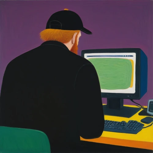 man with a computer,girl at the computer,computer,computer addiction,computer program,programmer,computer art,computer graphics,cyber crime,computing,night administrator,windows 95,hardware programmer,personal computer,computer freak,computer business,computer code,computer monitor,dispatcher,illustrator,Art,Artistic Painting,Artistic Painting 26
