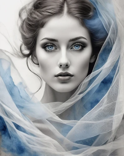blue enchantress,blue rose,white rose snow queen,silvery blue,blue moon rose,the snow queen,mystical portrait of a girl,mazarine blue,ice queen,victorian lady,jasmine blue,blue butterfly background,white lady,the blue eye,blue eyes,bluebottle,faery,blue hydrangea,the angel with the veronica veil,shades of blue,Photography,Artistic Photography,Artistic Photography 06