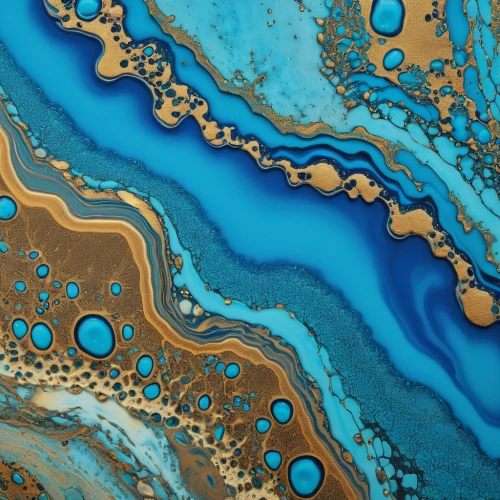 whirlpool pattern,oil in water,river delta,fluid flow,fossilized resin,braided river,gold paint stroke,oil flow,marbled,gold paint strokes,flowing water,fluid,water surface,pour,flowing creek,fluvial landforms of streams,thick paint,blue painting,blue mold,meanders,Photography,General,Realistic
