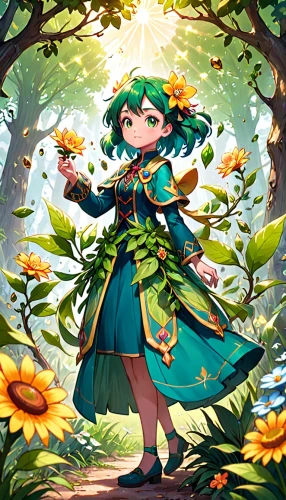 forest clover,tiki,fae,forest background,spring background,flower background,navi,flower fairy,monsoon banner,celestial chrysanthemum,anahata,spring leaf background,vanessa (butterfly),dryad,flora,alm,ashitaba,meteora,vocaloid,camellia,Anime,Anime,General