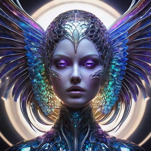 valerian,nebula guardian,avatar,aura,fractalius,biomechanical,echo,meridians,fairy peacock,scifi,fantasy portrait,humanoid,fantasy art,andromeda,gemini,fantasy woman,alien warrior,blue enchantress,indigo,sci fiction illustration