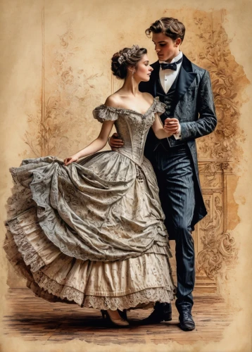 courtship,ballroom dance,dancing couple,vintage man and woman,young couple,romantic portrait,victorian fashion,vintage boy and girl,waltz,the victorian era,man and wife,vintage print,vintage ilistration,jane austen,victorian lady,wedding couple,oil painting on canvas,hoopskirt,as a couple,victorian style,Photography,General,Fantasy