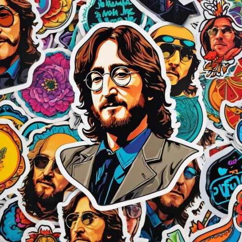 john lennon,john-lennon-wall,stickers,beatles,john lennon wall,sticker,clipart sticker,george,the beatles,jigsaw puzzle,70's icon,let it be,popart,cool pop art,animal stickers,hippie fabric,guitar pick,groovy words,icon magnifying,60's icon,Unique,Design,Sticker