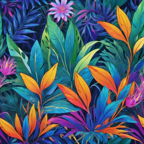 tropical floral background,tropical flowers,floral digital background,floral background,tropical bloom,tropical leaf pattern,flowers png,colorful floral,colorful leaves,palm lilies,flower background,floral composition,flower painting,colorful background,kimono fabric,flora,japanese floral background,background pattern,tropics,botanical print,Illustration,Realistic Fantasy,Realistic Fantasy 20