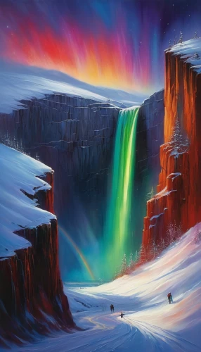 northen lights,ice landscape,aurora borealis,rainbow bridge,norther lights,baffin island,bridal veil fall,ice castle,kirkjufell,falls of the cliff,the northern lights,bond falls,kirkjufell river,northern light,oil painting on canvas,helmcken falls,aurora australis,northern lights,aurora,snow landscape,Conceptual Art,Daily,Daily 32