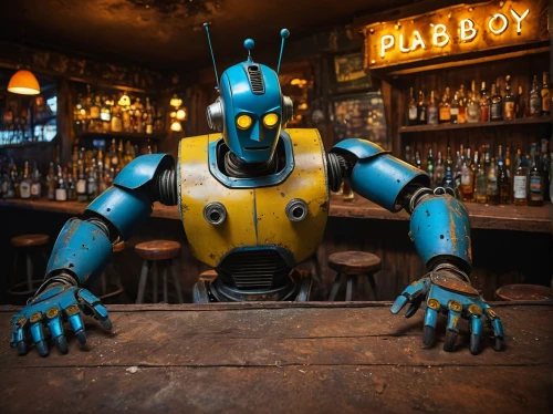 blue wooden bee,barman,bartender,minibot,unique bar,barmaid,robotic,bellboy,robot,anthropomorphic,barware,liquor bar,bumblebee,anthropomorphized,tin toys,robots,chat bot,bar stool,pallet doctor fish,rubber doll,Photography,General,Fantasy