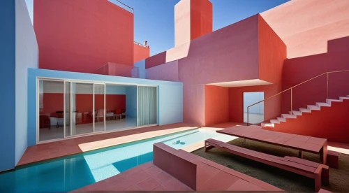 pink squares,cubic house,cube house,modern architecture,archidaily,dunes house,interior modern design,riad,an apartment,geometric style,aqua studio,saturated colors,isometric,contemporary,3d rendering,geometry shapes,geometric,swimming pool,arq,architectural,Photography,General,Realistic