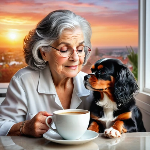 woman drinking coffee,pet vitamins & supplements,elderly lady,king charles spaniel,companion dog,dog photography,elderly person,care for the elderly,dog-photography,cavalier king charles spaniel,senior citizen,pekingese,pensioner,elderly people,dog cafe,respect the elderly,grandparent,girl with dog,grandma,shih tzu,Photography,General,Natural