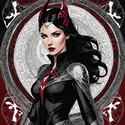 scarlet witch,darth talon,queen of hearts,the enchantress,sorceress,huntress,vampire lady,vampire woman,the zodiac sign pisces,zodiac sign libra,vampira,fantasy woman,evil woman,fairy tale icons,swath,super heroine,queen of the night,goddess of justice,celtic queen,wanda,Illustration,Vector,Vector 21