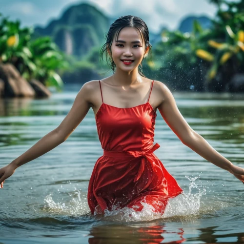 miss vietnam,girl on the river,vietnamese woman,vietnam,water nymph,water lotus,vietnam's,thai,vietnamese,girl in a long dress,mekong,laos,vietnam vnd,viet nam,floating on the river,cambodia,girl on the boat,photoshoot with water,southeast asia,in water,Photography,General,Realistic