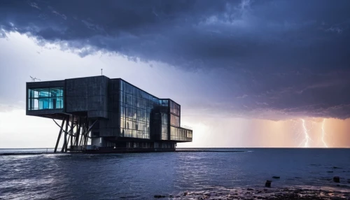 cube stilt houses,stilt house,a thunderstorm cell,noah's ark,cubic house,lifeguard tower,maasvlakte,cube sea,coastal protection,cube house,island suspended,aschaffenburger,closed anholt,the wadden sea,house of the sea,mirror house,the ark,the netherlands,shipping container,shipping containers,Conceptual Art,Fantasy,Fantasy 10