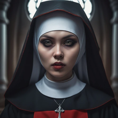 the nun,gothic portrait,nun,seven sorrows,priest,nuns,benedictine,portrait of christi,the prophet mary,carmelite order,the magdalene,blood icon,mary 1,blood church,saint,catholicism,priestess,gothic woman,praying woman,archimandrite,Conceptual Art,Fantasy,Fantasy 01