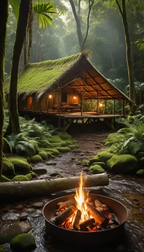 fire bowl,campfire,hot spring,firepit,fireside,fire pit,log fire,outdoor cooking,wooden sauna,campfires,house in the forest,fire place,camp fire,secluded,ryokan,fireplaces,campsite,fireplace,idyllic,home landscape,Photography,General,Cinematic